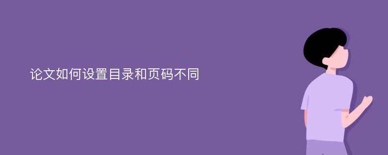 论文如何设置目录和页码不同