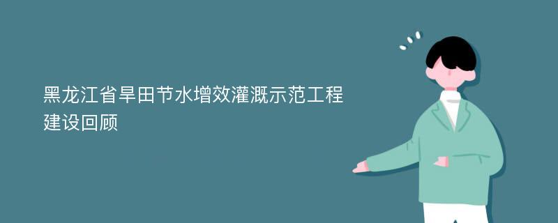 黑龙江省旱田节水增效灌溉示范工程建设回顾