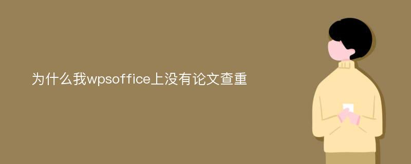 为什么我wpsoffice上没有论文查重