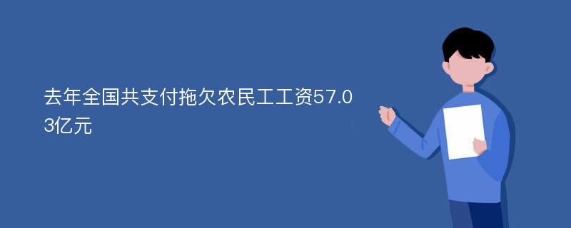 去年全国共支付拖欠农民工工资57.03亿元