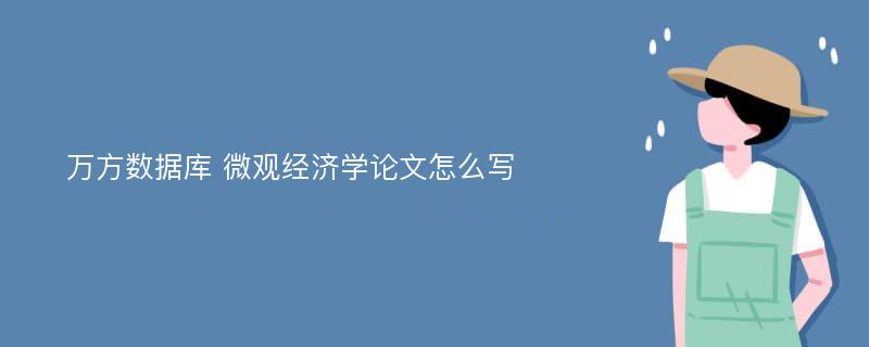 万方数据库 微观经济学论文怎么写